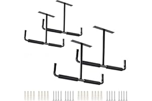 BONJUME Ganci Da Soffitto, 4 Pezzi Ganci Da Parete Per Mensole Da Soffitto Per Garage Ganci Da Parete Doppi Per Scale Ganci Per Riporre Oggetti Pesanti Organizzatore Per Scale, Biciclette, Legna, Attrezzi
