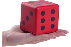 Anboor Large Foam Dice for Adults kids - 3.15" Jumbo Big Colorful Dice Giant Soft Fun for Game Nights & Classroom Activities (Red)
