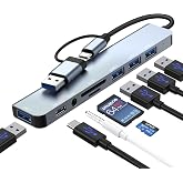 Loydia USB C Hub, 8'i 1 arada USB Hub 3.0 &Ccedil;ok Portlu Adapt&ouml;r, USB 3.0 Bağlantı Noktaları, SD/TF Kart Okuyucu, USB-C ve 3 x US