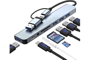 Loydia USB C Hub, 8 in 2 USB Hub 3.0 Multiport Adapter mit USB 3.0 Anschlüssen, SD/TF-Kartenleser, USB-C&3*USB 2.0 Datenanschlüsse, 3,5 mm Audio Anschlüsse, USB Verteiler für MacBook Air/Pro, Galaxy