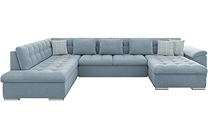 Mirjan24 Eckcouch Ecksofa Niko Bis, Design Sofa Couch mit Schlaffunktion und Bettkasten U-Sofa Wohnlandschaft vom Hersteller (Ecksofa Rechts, Uttario Ve. 2960 + Uttario Ve. 2960 + Senegal 818)