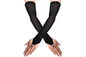 EupHHonycs Black Mesh Gloves Women Long Fingerless Gloves Long Black Sheer Gloves Rave Gloves, Goth Gloves Black Opera Gloves Long Tulle Gloves for Wedding Bridal Opera Prom Party Halloween Costume