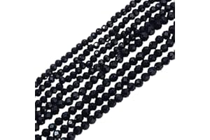 Hobbspring 2 ramitas de perlas de turmalina negra natural hebras de perlas de piedras preciosas facetadas de 2 mm aproximadamente 370 piezas perlas redondas a granel mini perlas espaciadoras de