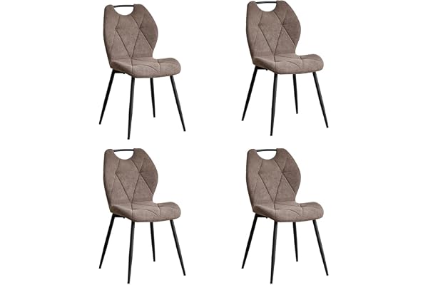 GrandCA HOME Set med 4 matsalsstolar, köksstolar, stoppade och vardagsrumsstolar med tygryggstöd och metallben med handtag för matsal, kök och vardagsrum