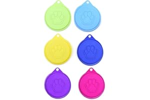 Onlynery 6 Silicona para latas Mascotas, Tapa Comida enlatada y Cuchara para Perro y Gato, 3 tamaños estándar(Paquete 6, Colores aleatorios, 88 m)