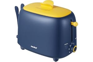 COMFEE 2-komorowy toster MT-RP2L18W2 Wyjmowana taca na okruchy 7 ustawień prażenia 800 W, modny design, olej niebieski i żółty