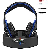 WallarGe Wireless Headphones for TV/TV, Over-Ear Wireless Headphones with RF Digital Charging Station with Range 33 m, with O