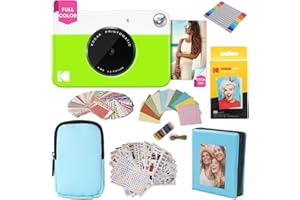 KODAK Printomatic Appareil Photo à Impression instantanée + étui Souple + Papier Photo Zink 2x3 20pk + Album + Autocollant + Cadres Autocollants + marqueurs + Cadres Suspendus - Vert