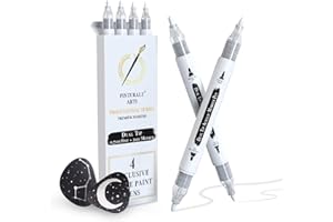 ‎PINTURALE ARTS Pinturale Arts Acrylstifte Weiß | 4er Set Acrylstift Weiß Mit Doppelspitze (Feine 0,7mm und 3mm) | Weißer Marker Für Steine, Metall, Stoff, Keramik, Holz, Glas