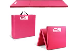 OZE SPORTS Gymnastic Tumble Exercise Mat Non Slip PU Leather Surface High Density Polyether Material 6FT Long Tri Folding Crash With Carry Handles perfect for gymnastics yoga Pilates