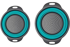 DNSHAN 2 Pièces Passoires à Pâtes, Passoire à Pâtes Pliable, Passoire Pliable en Silicone, Panier de Passoire Pliables, Passoire Filtres de Cuisine pour Pâtes, Légumes, Fruits