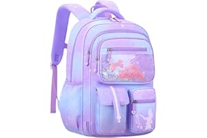VIDOSCLA 3Pcs Geometric Kids Girls Backpack Childs School bag with Lunch bag Set for girls 8-10