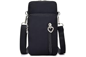 RAPECOTT Borsa a Tracolla da Donna in Nylon, Mini Cellulare Portafogli Donna con Tracolla Borsa Porta Cellulare, Fascia da Braccio per Cellulare con Porta Cuffie, Borsa Messenger Donna…