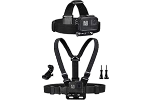 TopKrymzer Harnais Poitrine Fixation Bandeau Compatible avec GoPro Hero 13/12/11/10/9/8/ AKASO V50X Brave 7/ GOOKAM/Jadfezy/Dragon Touch/Apexcam/WOLFANG Caméra d'action Accessoires