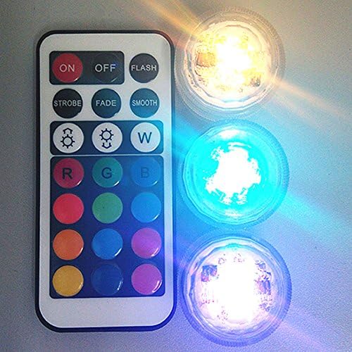 Waterproof 10Pcs Submersible LED Tea Lights with Remote Control Multi-color Battery Light for Vase Wedding Fish Tank