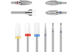 10Pcs Nail Drill Bits Sets 3/32’’, Keilend Nail Files Drill with Tungsten Carbide Diamond Metal & Ceramics for Removing Nail Polish and Gel, Cuticle Nail Drill Tool for Home Manicure, Salon, Pedicure