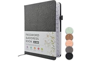 WWYSSZ Quaderno Delle Password Book Rubrica Alfabetica Quaderno con Registro A-Z, Copertina Rigida,Taccuino Portatile per Password Tascabile,per Ricordare Login Sito Web Username e Molto Altro,Grigio
