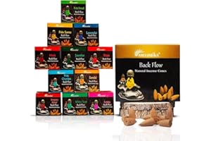 ARO VATIKA Backflow 120 Natural Masala Incense Cones in 12 Different Fragrances| 32mm Long| 16-18 minutes Burning Time