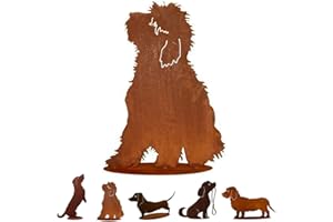 KLOCKE EDELROST DEKOR Gartenfigur Rost auf festem Stand – Hochwertig & Wetterfest - Metall Tierfigur - Edelrost Dekofigur/Tier Figur – Gartendeko/Dekoration (Hund II - Höhe 60cm)