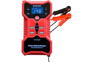 KATBO Battery Charger 12V trickle charger 10-Amp/2A/4A Lead Acid Battery Float Charger Maintainer For Motorcycle Car Boat Marine Lawn mower Atv