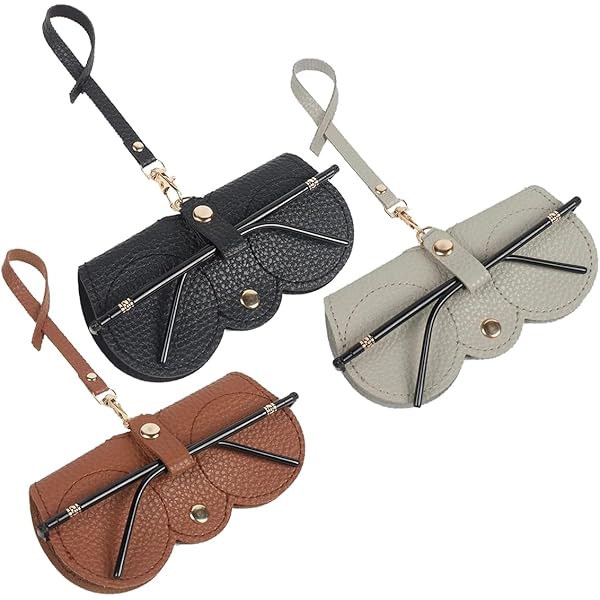 XUZOPIM 4er Set Sonnenbrillen Etuis - PU Leder Brillentaschen Mit Aufhänger - Schlankes Design Für Unterwegs