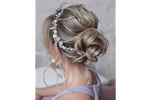 Unicra Accessorio per capelli da sposa a forma di rampicante con fiori argentati, con cristalli, accessorio per capelli da sposa, per donne e ragazze