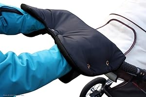 ByBoom - Handwärmer, Muff mit Fleece Innenseite, Universalgröße für Kinderwagen, Buggy, Radanhänger, Farbe:Schwarz