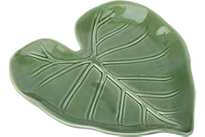 GOKTVAI Reposa Cucharas Cerámica de Hoja Verde, 14,3x12,6x1,8cm Reposa Cucharas Lindo para Encimera Estufa Mostrador Cocina Decoración Moderna de Estilo Rústico(Verde)