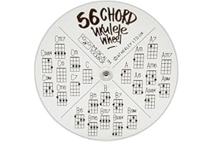 MUSICAL TOOLBOX Rueda de ukelele de 56 acordes, rueda de acorde de madera premium para enseñanza y aprendizaje, mayores, menores, 6, 7 y más, hecha de MDF resistente de 3 mm de cara blanca, perfecta para