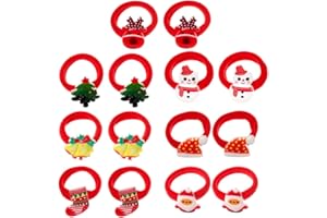 FRGASGDS Weihnachtsbaum Haargummis,14 Stück Weihnachtsbaum Weihnachtsmann Schneemann Baby Mädchen Haarschleifen Pferdeschwanzhalter Weihnachtshaarzubehör für Mädchen Babys Kleinkinder