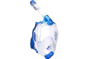 Khroom® DEKRA® tested CO2 safe snorkel mask full face for adult and children 2019-2020 - 2021 | Diving/scuba mask | snorkel mask for snorkeling (S/M, Light Blue)