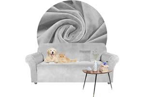 Domidekor - Sofa Überzug Hellgrau - Couch und Sofabezug 2 Sitzer - Sofaüberwurf für Wohnzimmer - Sesselbezug Stretch - Elastische Samt Couchbezug - Breite 145-185cm - Oeko-Tex 100