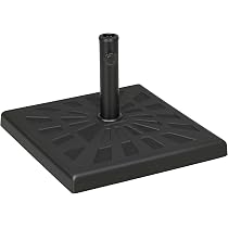 Base Per Ombrellone Outsunny Con Ruote E Maniglia – Riempibile Con Acqua 17 Kg O Sabbia 21 Kg, Per Pali 24-38 Mm, 45x45x40 Cm, Nero