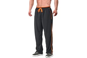 EKLENTSON Men's Tracksuit Bottoms Mesh Jogging Sweat Pants with Zipper Pockets Open Bottom Athletic Pants Loose Fit