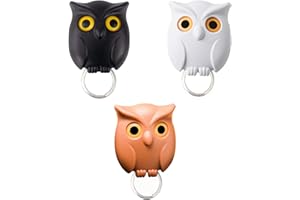 HXTDBY 3PCS Owl Key Holder Cute Night Owl Keyring Holder Magnetic Owl Key Hooks with Auto Open Close Eyes Owl Key Holder, Wall Mounted Keychain Hanger for Wall Hanging Keys & Decoration