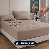 Formeya Kahverengi Kapitone Sıvı Ge&ccedil;irmez Yatak Koruyucu Fitted Alez &Ccedil;arşaf%100 Pamuk 160X200