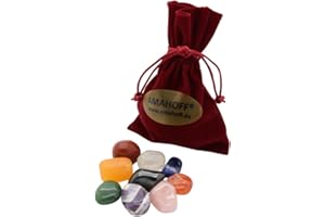 ‎AMAHOFF Heilsteine Set (9 Stück) - 2-3cm große Edelsteine - optimal für Starter - inklusive einem schönen Säckchen und Beschreibung