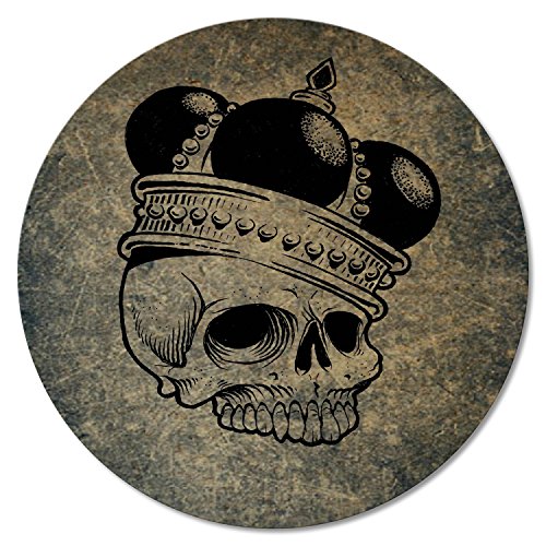 Addies Glas-Untersetzer 6-tlg. Set „Totenkopf“ in hochwertiger Klarsicht-Geschenkbox und Korkrückseite, rund, 6 Motive - 6