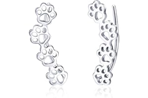 Qings Orecchini a Forma di Zampa: 925 Sterline d'Argento Simpatico Zampa Polsino Ear Crawler Cane Gatto Zampa Orecchino Animale Orecchini, Gioielli di Moda Regali di Compleanno per Donne Ragazze