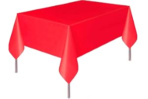 MARKQ Plastic Tablecloth for Rectangle Table 54" x 72" Disposable Table Cover for Bridal Shower Wedding Birthday Party Decorations (Red)
