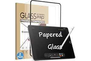 Esanik 2 Pezzi Effetto Carta Pellicola Protettiva per iPad 9/8/7 (10.2 Pollici, 2021/2020/2019), Opaco Vetro Temperato Prottetiva Opaca Antiriflesso e Anti-graffio, Feel like Paper per Disegno