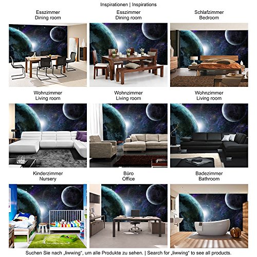 Vlies Fototapete PREMIUM PLUS Wand Foto Tapete Wand Bild Vliestapete – Weltraum Erde Mond – no. 229 Weltraum Erde Mond Weltall, Größe:300x210cm Vlies - 4