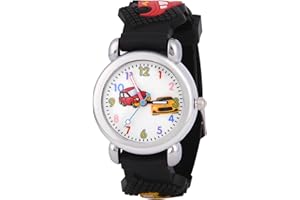 OFFCUP zegarek dziecięcy, zegarek skórzany analogowy kwarcowy wzór kreskówkowy 3D, zegarki dla dzieci, silikonowy pasek do zegarka, 3 lata do 11 lat, zegarek na rękę dla dziewczynki chłopca analogowy