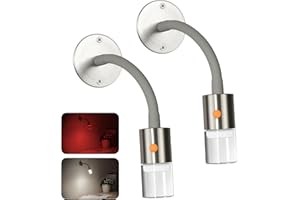 Obeaming 2 x lampa do czytania 12 V LED samochód kempingowy 4000 K i czerwone światło ścienne DC 12V-24V reflektor do przyczepy kempingowej ciężarówki, elastyczna szyja łabędzia, całkowicie