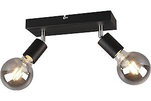 RL LIVE YOUR LIGHT Reality Leuchten Vannes R80182032 - Barra spot in metallo nero opaco, 2 x E27