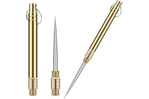 QIANFENSHI 2 Stück Zahnstocher,Zahnstocher Metall,Zahnstocher für Unterwegs,mit Schlüsselanhänger, Wiederverwendbare,für Outdoor,Picknick,Camping,Reisen (Gold)