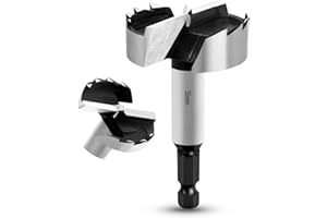 NICAVKIT 55mm Mèche Forstner Foret à Ailettes Plates, Foret à Bois Multi-Dents, Meche Bois Avec tige hexagonale Pour Le Perçage Dans Le Bois, Le Plastique, Le Contreplaqué