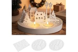 CPKONUUIP Silikonformen Gießformen Weihnachten Häuser, 3 Stück Gießformen Silikon Weihnachten, Silikonformen Gießformens Häuser, Gießformens zum Basteln von Weihnachtsdeko, Weihnachtsgeschenken und Basteln(B)
