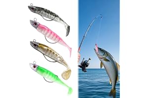 HABNI 4 Pcs Soft Señuelos De Pesca Señuelos Blandos De Goma Para Lubina Sábalo Lucio Trucha Pesca De Carnívoros Señuelos De Pesca De Caballa De Silicona Para Peces Depredadores