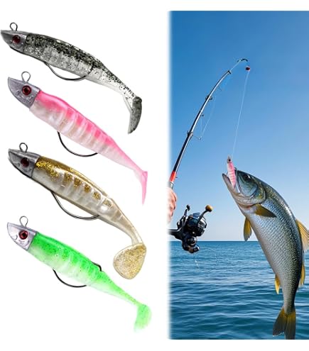 Lot De 50 Hameçons Offset + 10 Leurres Souples - Pour Pêche Eau Douce Et Eau Salée - Avec Boîte De Rangement - 5